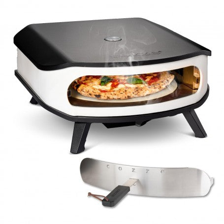 Horno pizza a gas Cozze 17" con termómetro, luz led y piedra giratoria.